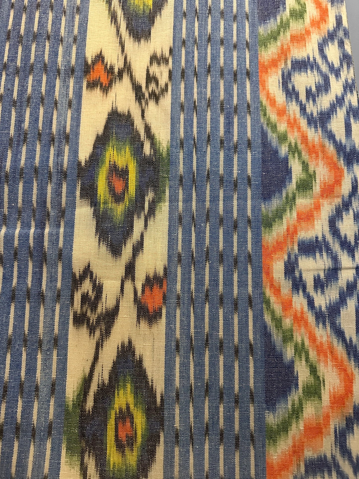 Ikat Woontextiel – Sumba, Indonesië – 240 × 120 cm, Blauw Oranje