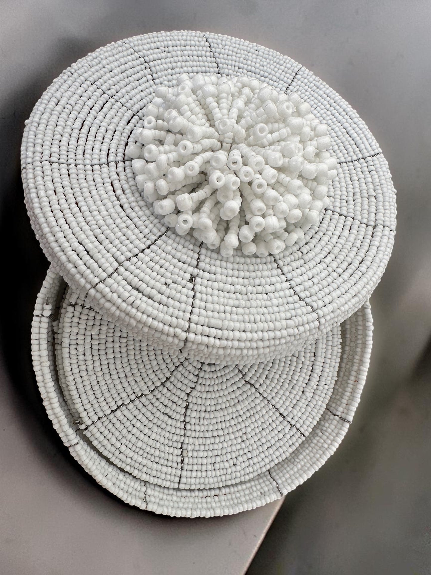 Kralen coasters met opbergdoos - Wit 10 stuks