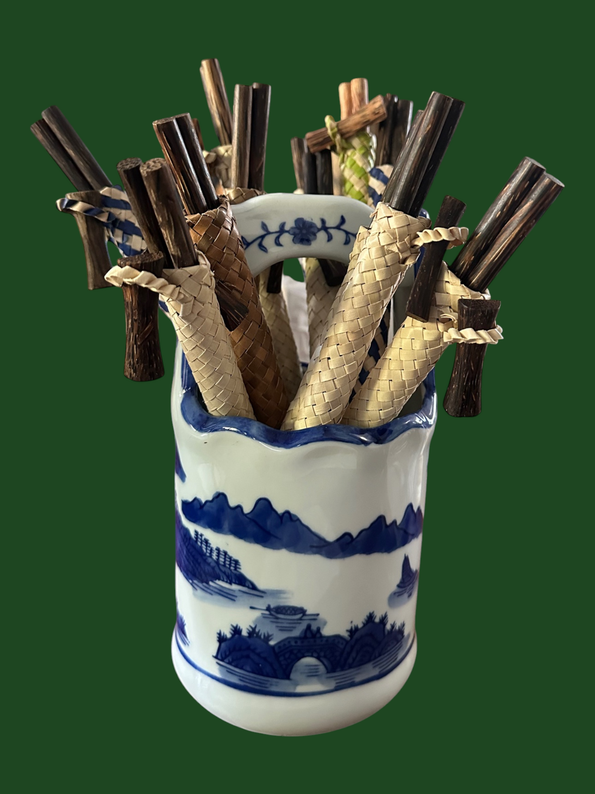Blauw-witte keramische houder met handvat – Oriental Blue