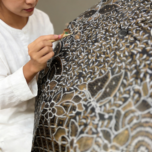 Hand gebatikte paraplu (groot formaat diameter 118 cm)