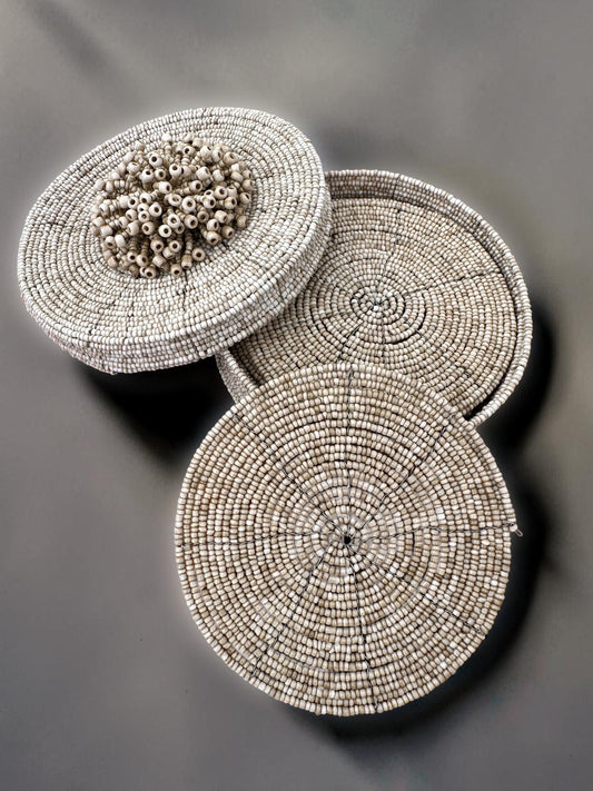 Kralen coasters met opbergdoos 