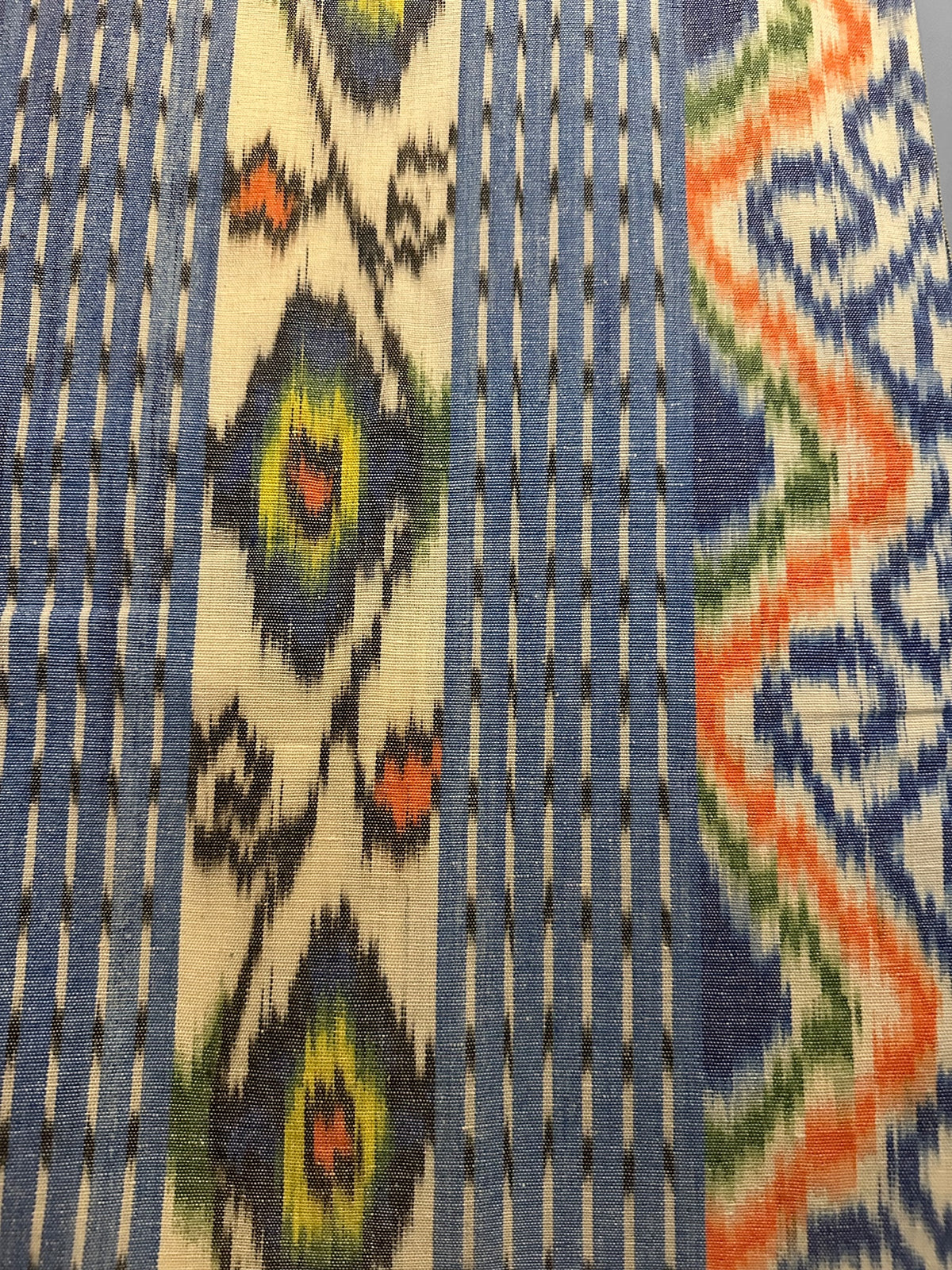 Ikat Woontextiel – Sumba, Indonesië – 240 × 120 cm, Blauw Oranje