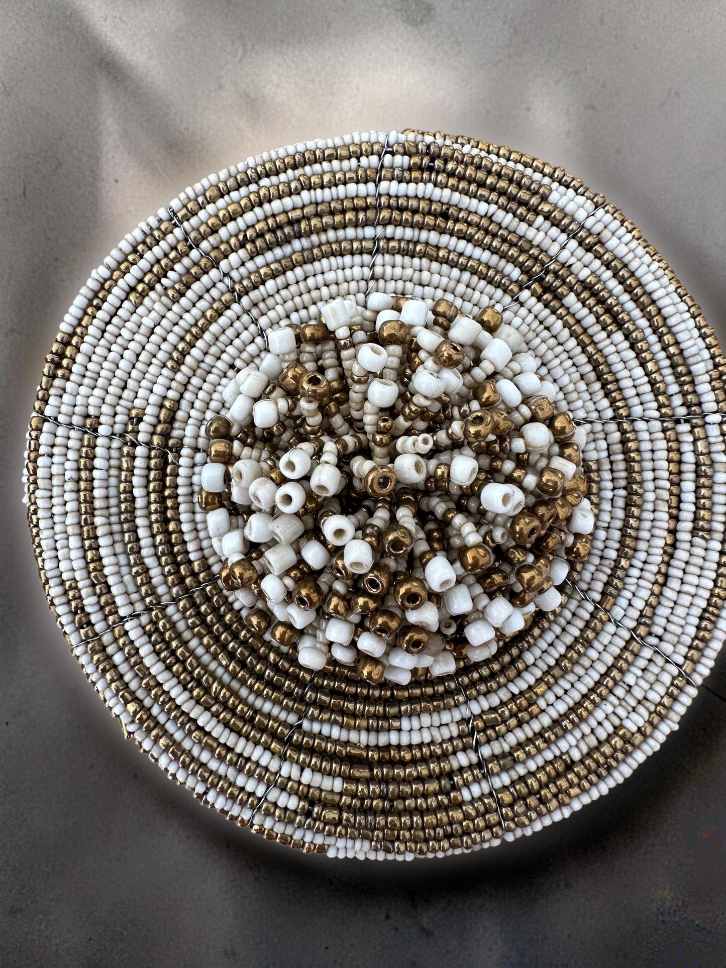 Kralen coasters met opbergdoos - Goud/Wit 6 stuks